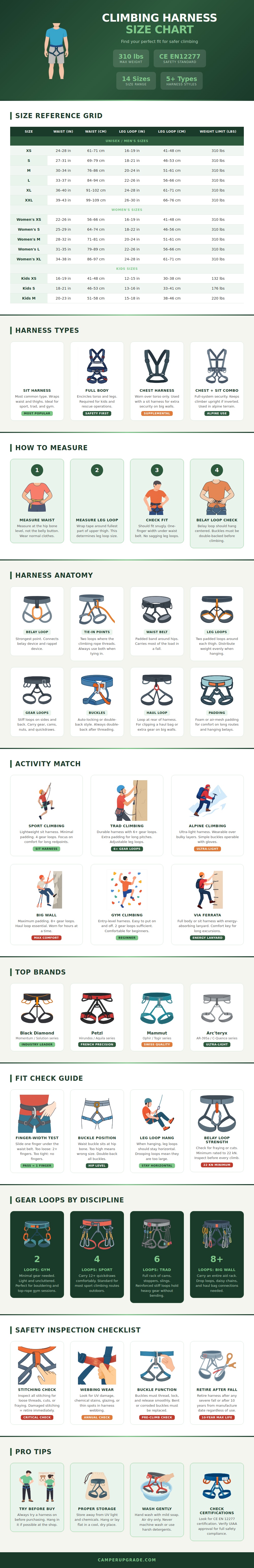 Climbing Harness Size Chart