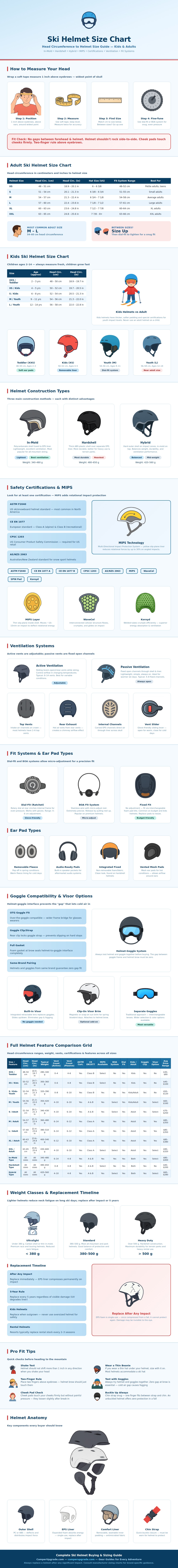Ski Helmet Size Chart
