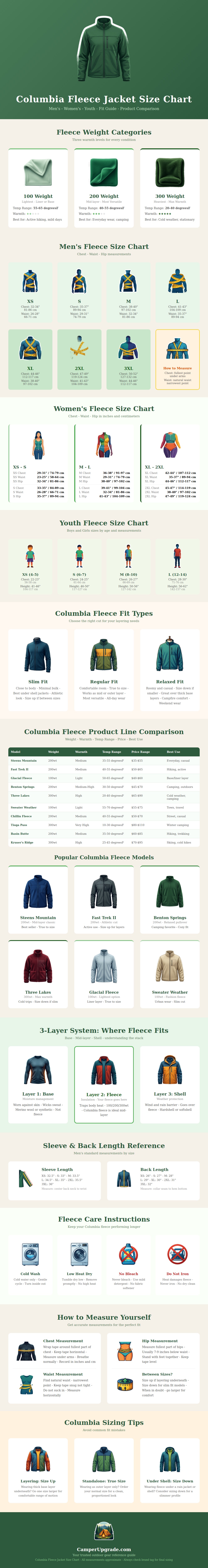 Columbia Fleece Jacket Size Chart
