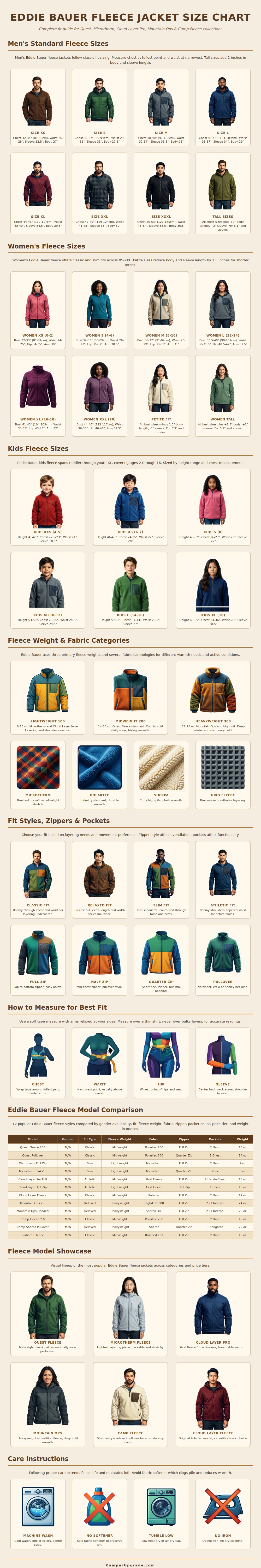 Eddie Bauer Fleece Jacket Size Chart