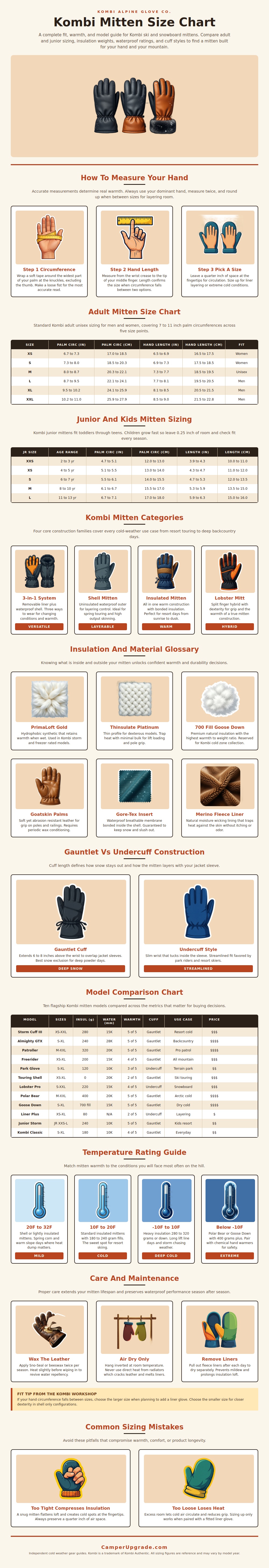Kombi Mitten Size Chart