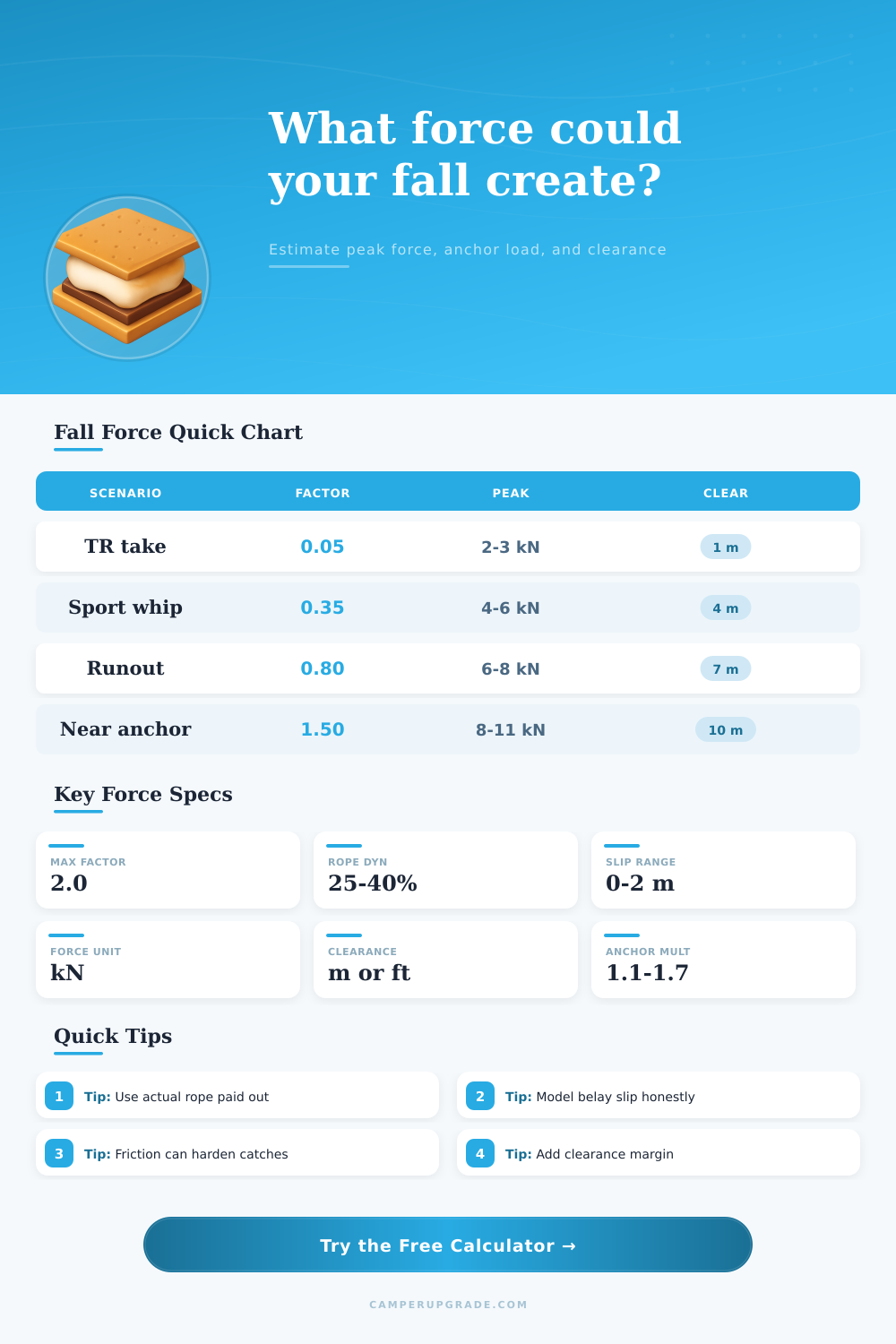 Fall Force Calculator for Climbing Loads