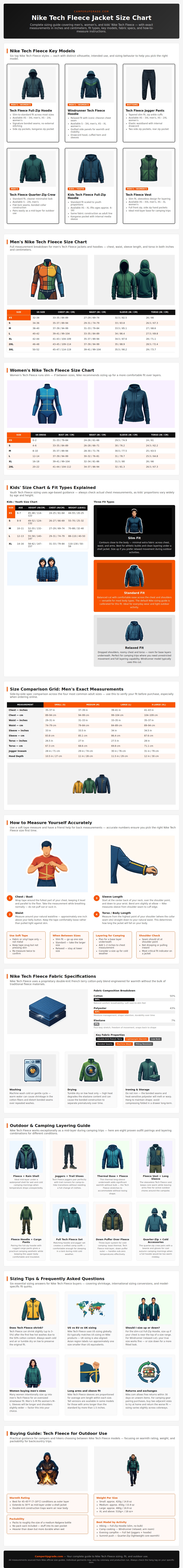 Nike Tech Fleece Jacket Size Chart